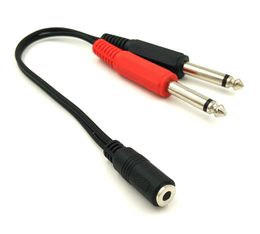 3.5mm (Mini) 1/8" TRS cable Stereo Female to 2 Dual 1/4 Inch 6.35mm Mono TS Male Y Splitter 20cm/8inch