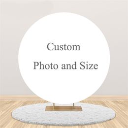 Personalised Customise Circle Round Party Decor Vinyl and Polyester Pography Backdrops Seamless Backdrop Cloth Prop 220614