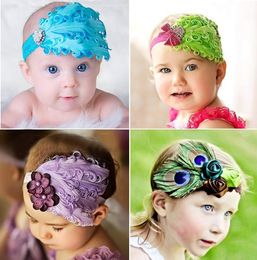 Hair Accessories 5Pcs/Set Colorful Feathers Diamonds Elastic Children Headband Born Baby Girl Headbands Girls Haarband