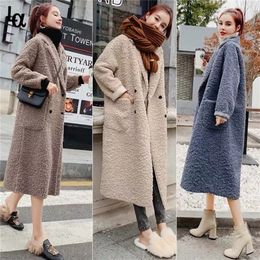 Luck A Cashmere Coat Parka Female Sheep Sheared Jacket Long Female Fur Coat Lamb Hair Autumn Warm Plus Size Women Coat 201214