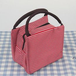 8styles Striped Lunch Bag Protable Thermal Insulated Campus Food Bags Pouch Tote Waterproof Picnic Storage Box Containers CCE13819