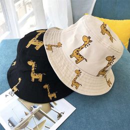 Cartoon Giraffe Children Bucket Hat Girls Boys Panama Cap Spring Summer Outdoor Casual Sun 3-8 Years 220513