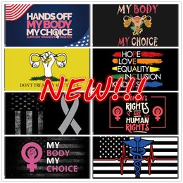 New 3x5 Feet 90x150 cm My Body My Choice Flags Hope Love Equality Inclusion Kindness Women's Rights Are Human's Rights Banner Flags DHL Delivery