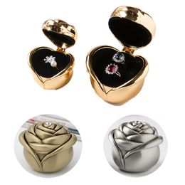 3 Colors Vintage Rose Bud Jewelry Box Gift Wrap Diamond Proposal Ring Boxes Valentine's Day Gifts