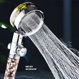 2021 Filteration Shower Head with Propeller 360 Degree Rotating Water Saving SPA Anion Stone Spayer Bathroom Accessories