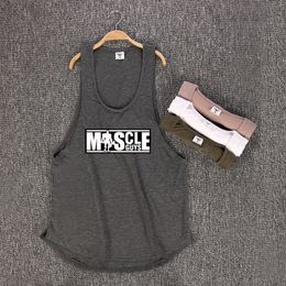 Muscleguys Brand Bodybuilding Sleeveless Shirt Mens Gyms Tank Top Low Cut Vest Sexy Muscle Fitness Stringer sportwear Undershirt 220331