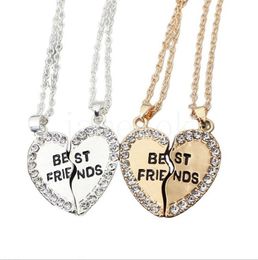 Friends Two Halves Heart Pendant Necklaces Gold/Silver Fashion Symbol of Friendship Gifts for Friend Party Decoration de335