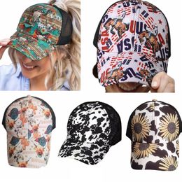 Ponytail Hat Criss Cross Washed Distressed Messy Buns Ponycaps Baseball Cap Trucker Mesh Hats CYZ3225 Best quality