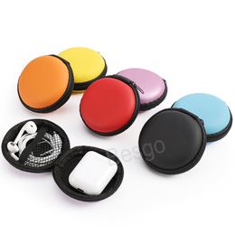 Round Earphones Storage Boxes Mini Coin Zipper Package Portable Charging Cable Organizer Outdoor Travel Digital Storage Box BH6226 TYJ