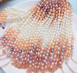 100% natural Freshwater Pearl Bracelet Beaded Strands Dazzling colors Gradient Meter shaped bead Lobster buckle extension chain