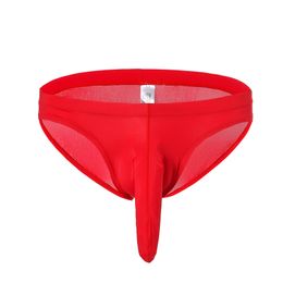 Luxury Mens Underwear Underpants Briefs Elephant Nose Bulge Pouch Ice Silk Seamless Breathable Sexy Underpant Gay Sissy Drawers Kecks Thong 3K96