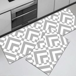 Carpets PVC Waterproof Kitchen Mat Geometric Grey Black Doormat For Home Anti Slip Floor Mats Long Oilproof Carpet And Rugs