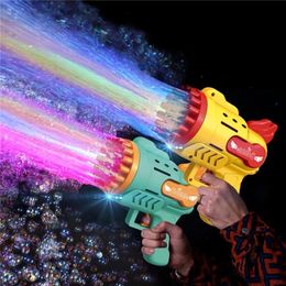 Automatic Gatling Bubble Gun Kids Toys Summer Soap Water Bubble Machine Gun 2in1 Electric Bubble Machine for Children Gift Toy 220707