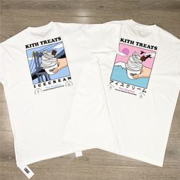 icecream shirts UK - Original Brand Kith Treats Locale Tee T-shirt Men Women Vintage High Quality White Icecream