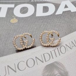 New luxury pearl G letters designer stud earrings for women party wedding Jewellery gift