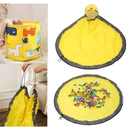 2 in 1 15M Portable Kids Toy Storage Bag Play Mat Toys Clean-up Organizer Drawstring Pouch Practical Storage Bags For Toys 210402