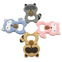 Cute Squirrel Shape Silicone Funny Baby Teether Raccoon Pendant Teething Chew Toy Beads Cartoon Nursing Soother Toys