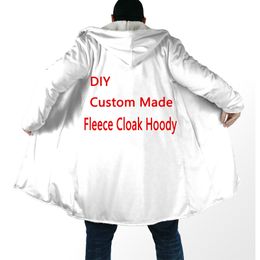 Tessffel DIY Drop Wholesale Customize Fashion 3DPrint Men Women Windbreaker Winter Coat Casual Cloak Fleece Hoodies 220706