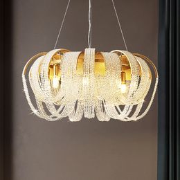 American Crystal Tassels Pendant Lamps LED Golden Chrome Pendant Lights Fixture European Luxurious Hotel Restaurant Home Living Room Bedroom Indoor Lighting