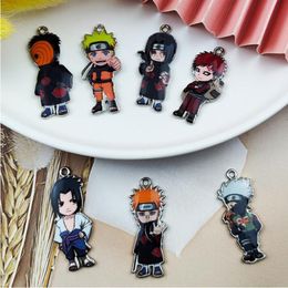 JINGLANG Japanese Anime Naruto Enamel Alloy Earring Charms Hair Accessories Pendant Key Chain Diy Jewelry Accessories