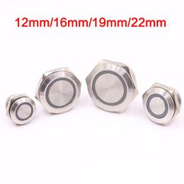 Switch 12mm/16mm/19mm/22mm Metal Push Button With Light Car Modification Ring Lamp Self-reset Momentary Short ButtonSwitch