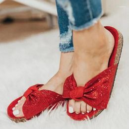 Woman Slippers For Women Beach Shoes Bow Slip On Gladiator Sandals Summer Footwear Flat Female Plus Size1