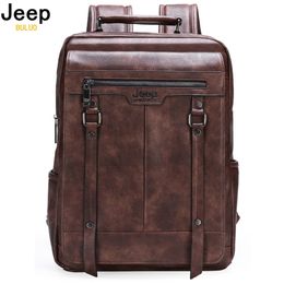 BULUO Trend Casual Laptop High Capacity Feature Backpack Computer Mens Bag Travel Split Leather Bags For Man 220707