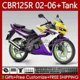 +Tank cover For HONDA CBR-125 CBR 125 R CC 125R 2002-2006 Bodywork 124No.149 CBR-125R 125CC Purple yellow CBR125R 02 03 04 05 06 CBR125RR 2002 2003 2004 2005 2006 OEM Fairing