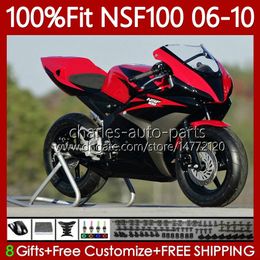 Fiberglass Injection Mold Bodys For HONDA NSF-100 NSF 100 Factory Red Bodywork 116No.3 NSF100 06 07 08 09 10 NS-F100 2006 2007 2008 2009 2010 Glass fiber Race Fairing