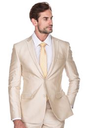 2-Piece Champagne Color Men's Slim Fit Wedding Suit Groom Wedding Tuxedos Mens Prom Evening Gowns Formal Party Wear Jacket Blazer Pants