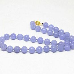 8mm light purple violet jade round gems beads necklace 18'' AAA