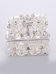 Party Decoration Wedding Gifts Cosmetics Storage Box Jewelry Diamond Container Metal Hand Silver Home DecorParty