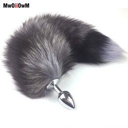 MwOiiOwM Fox Tail Metal Anal Plug Erotic Anus Butt Toys For Woman And Men A336A