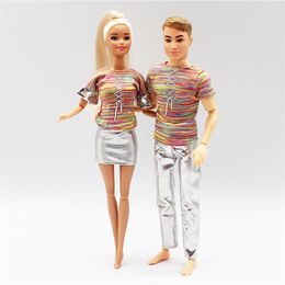 30cm Couple Doll Girlfriend & Boyfriend Ken 1/6 with Wheat Complexion Body Outfit Parents Cosplay Toys Gifts 220505