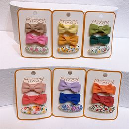 3 Pcs New Simple Cute Floral Sponge Children's BB Clip Fashion Korean Sweet Girl Princess Fabric Bow Hairpin Hair Accessories