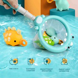fishing net bath toy Canada - Kids bath toys, dinosaur fishing net, shark, for bathroom, bathtub, water games, toy set