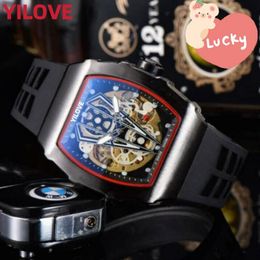 Top Brand Mens 43MM Watch Black Yellow Red Rubber Silicone Clock Automatic Mechanics Classic Waterproof All Dial Working Famous Stopwatch Wristwatches