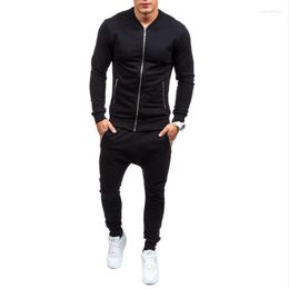 Men's Hoodies & Sweatshirts Spring High Quality Mens Cotton Black Sports Jogging Suits Sets Man Gym Clothing Tracksuit M2091