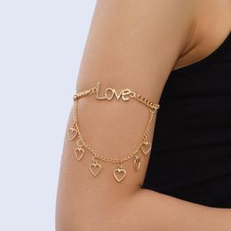 Fashion Female Hollow Heart Letter Arm Chain Bracelet Bangle for Women Trendy Gold Colour Metal Body Jewellery