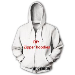 phechion Fashion Men Women 3D Printed DIY Casual Zipper Hoodies Men Loose Sporting Zip Up J01 220704