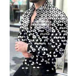 2022 Spring New Mens Shirt Hawaiian Casual Vintage Printed Clothes Slim Long Sleeve Turn-Down Collar Button Shirts Brand M-4XL L220704