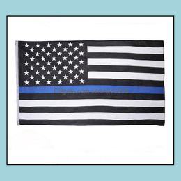 Banner Flags Festive Party Supplies Home Garden 3 Types 90X150Cm Blueline Usa Police 3X5 Foot Thin Blue Line Flag Black Dhgoz