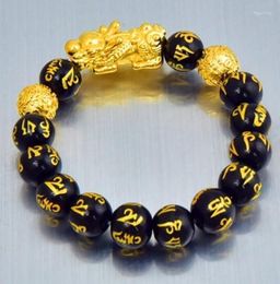 Beaded Strands Pixiu Bracelet Imitation Gold Obsidian Men Leather Rest Female Mule Hand String Viet Nam Fortune Fawn22