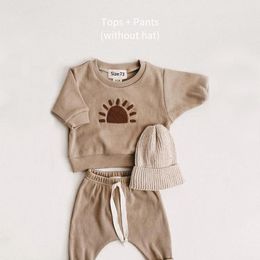 Giyim setleri moda çocuk kıyafetleri seti yürümeye başlayan çocuk erkek bebek kız desen rahat üstler çocuk gevşek pantolon 2pcs 969