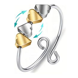 Women's Love Heart-Shaped Ring Titanium Steel Heart-Shaped Rotating Decompression Ring European and American Jewelry