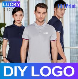 Summer Men's Short Sleeve Polo Shirt Custom Printed Embroidery Company Polyester Lapel Top 4XL 220608