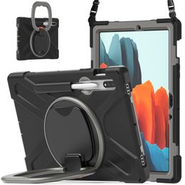 Tablet Cases For Samsung Tab S7/S8 T870/X700 With 360° Rotatable Folding Handle Grip and No Pencil Holder Design Anti-drop Shockproof