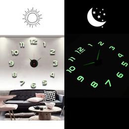 Wall Clocks Modern Design Mini Clock 3D DIY Quartz Fashion Watches Acrylic Mirror Stickers Living Room Home Decor HorlogeWallWall