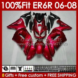 OEM Fairings Kit For KAWASAKI NINJA ER6 650 R ER 6 F 650R ER6F 06 07 08 Body 139No.70 650-R ER 6F ER-6F 2006 2007 2008 650R-ER6F 06-08 Injection Mould Bodywork red pearl blk