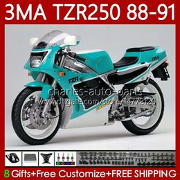 Fairings Kit For YAMAHA TZR-250 TZR250 TZR 250 Glossy cyan R RS RR 88 89 90 91 ABS Bodywork 115No.53 YPVS 3MA TZR250R TZR250RR 1988 1989 1990 1991 TZR250-R 88-91 MOTO Body